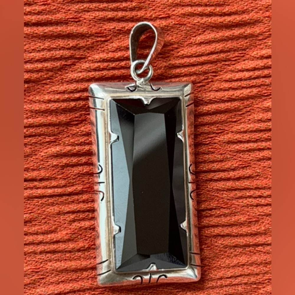 Vintage Sterling Silver Pendant with Faceted Gemstone